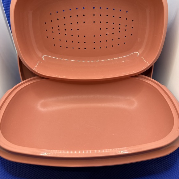 Vintage Tupperware Microwave Food Steamer 6 Cup Mauve Pink 3 Piece 1273-5 VGUC - Picture 4 of 5